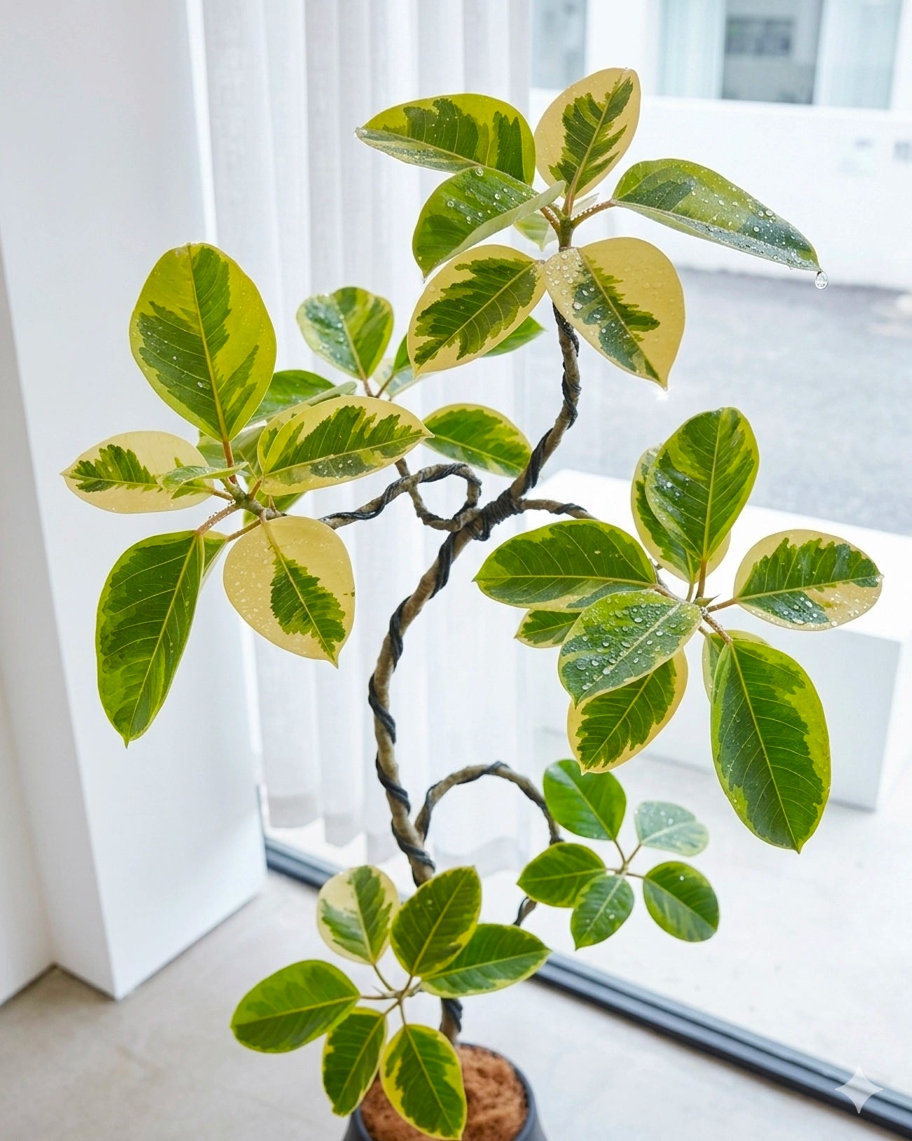 Styled Ficus Elastica Variegata | 造型花葉橡皮樹