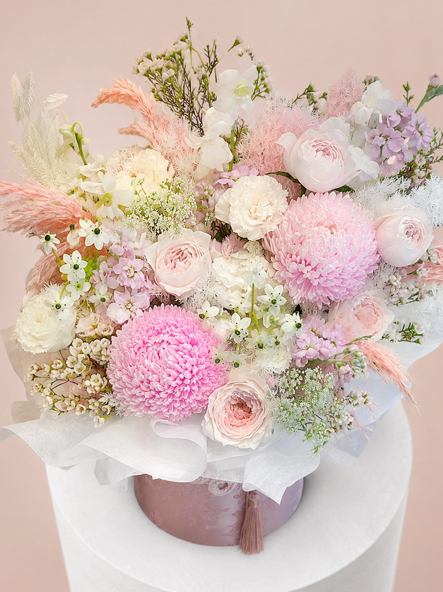 Chapter of Blush 正面花盒|Elegant pink floral arrangement