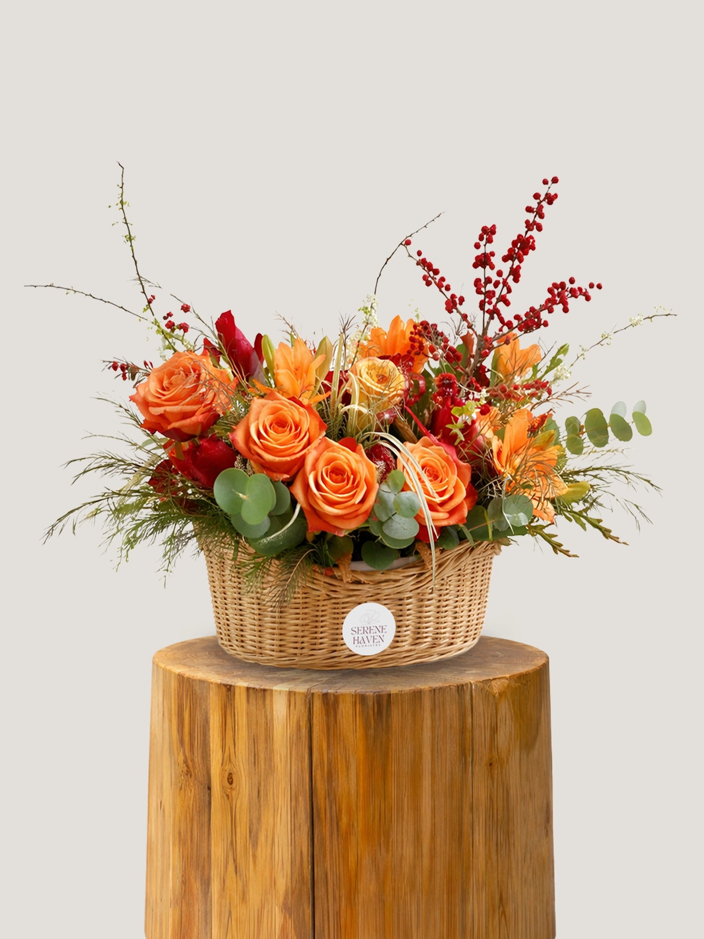 Harvest Glow Basket 花籃|Autumn-inspired orange floral basket