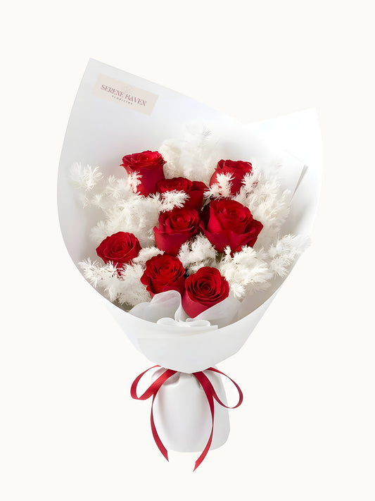 In a Heartbeat red rose bouquet,經典紅玫瑰 romantic flowers