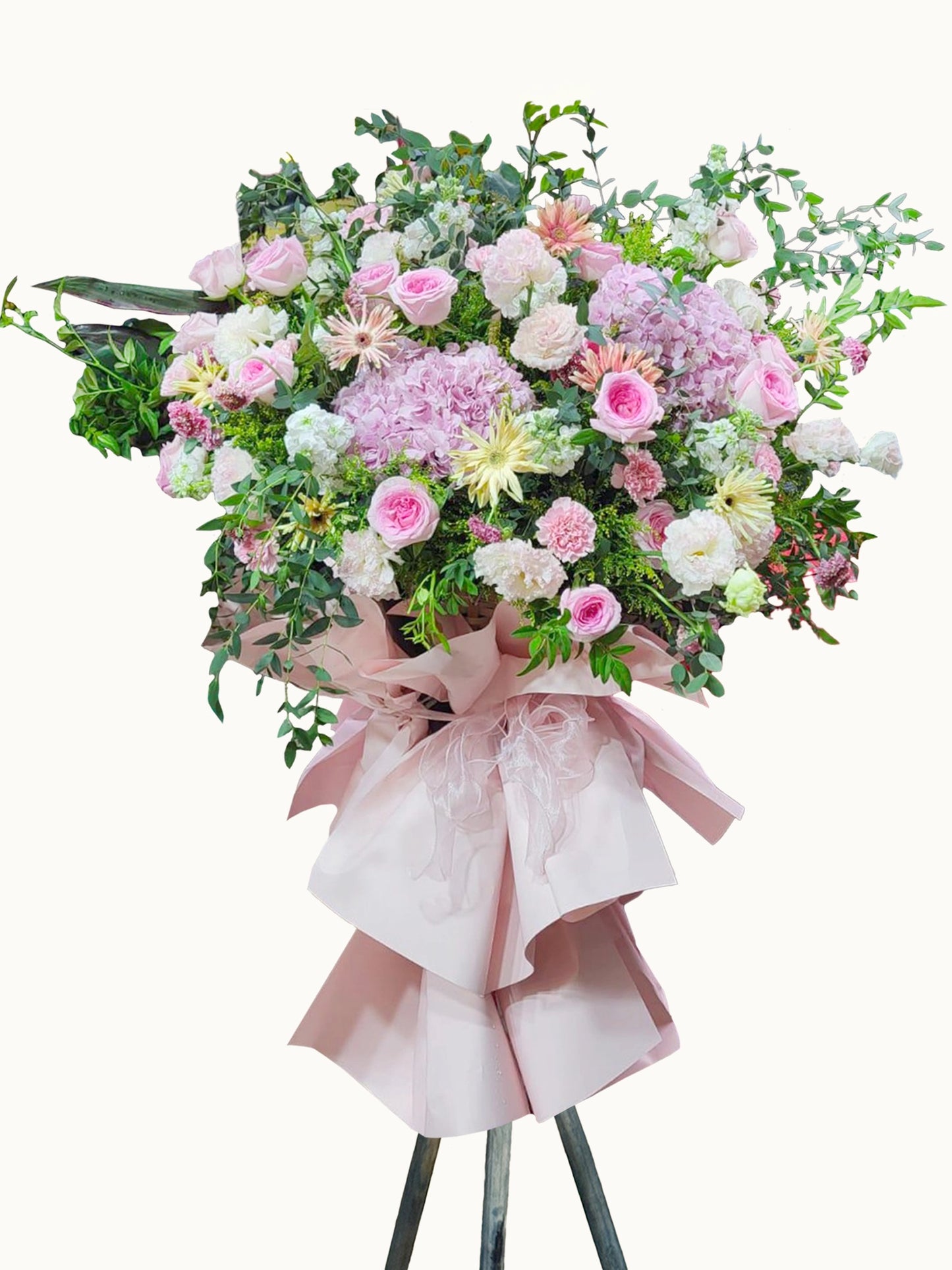 Petal Ascend 粉色開張花牌|pink roses、hydrangeas 及 gerberas flower stand