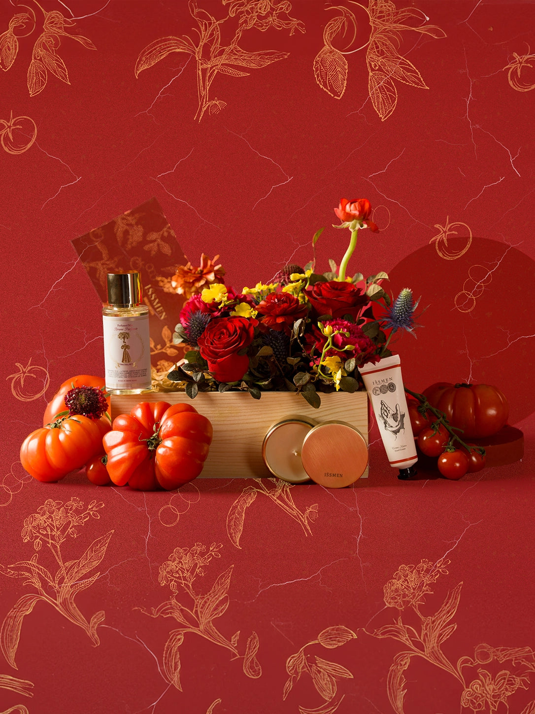Serene Haven x ÍSSMEN Tomato Leaf Set|蕃茄葉香薰禮盒,旅行裝香薰蠟燭、Body Mist、Hand Cream,愛與好運主題,適合送禮或家居擺設。