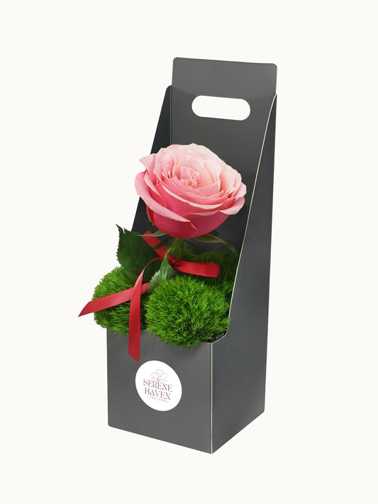 The Chosen One 單枝雙色漸變紅玫瑰鮮花禮盒側面,fresh rose gift box