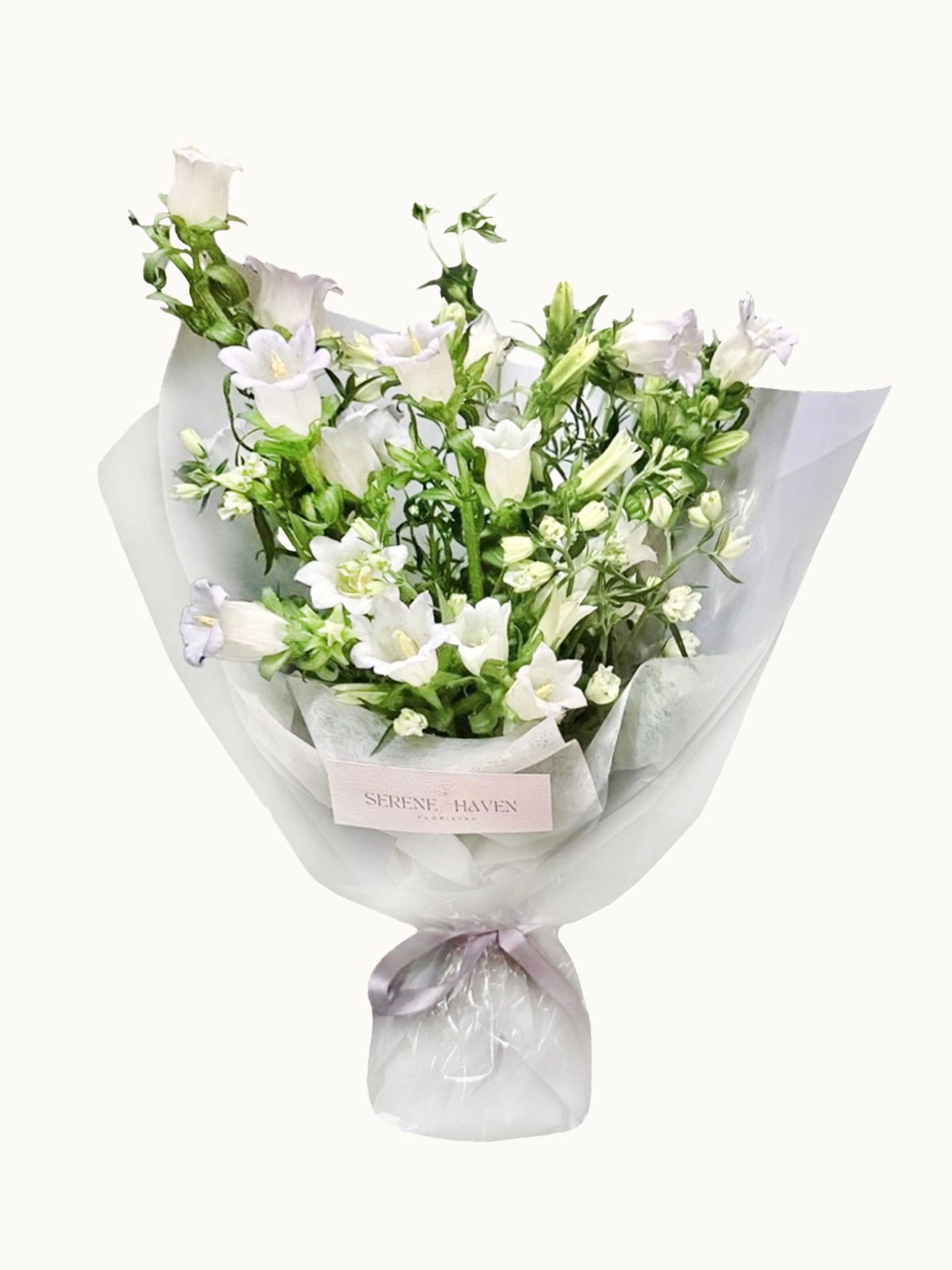 Whisper of White Spring 白色鮮花花束|White Seasonal Flowers Bouquet|Serene Haven Floristry