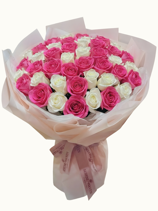 White and Shocking Pink