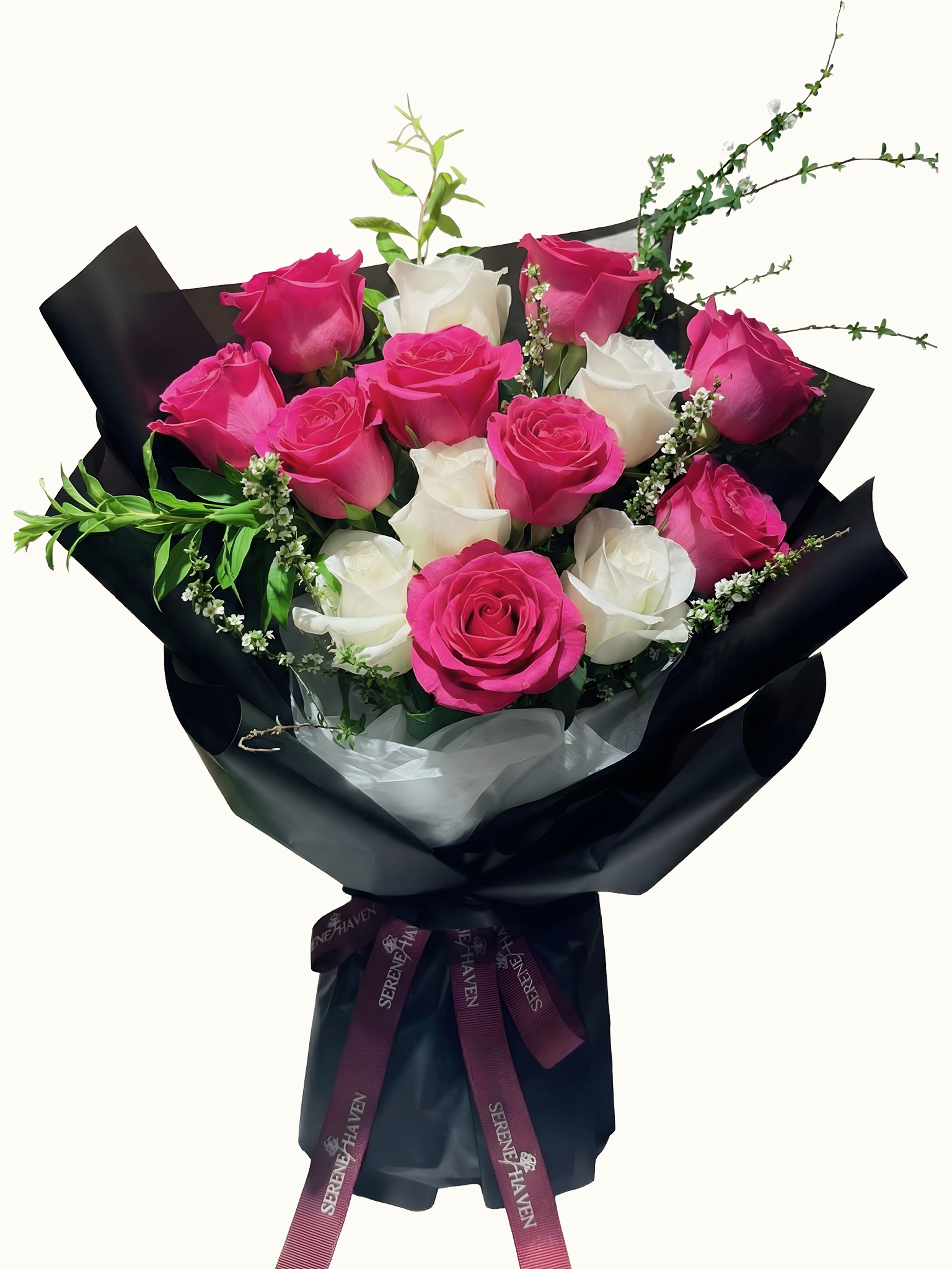 White and Shocking Pink