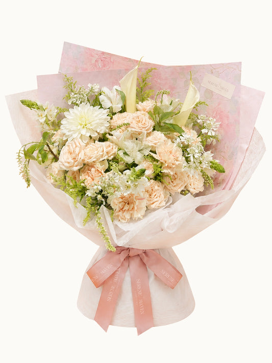 Be Your Side 花束｜大麗花 玫瑰 馬蹄蘭 ，roses, dahlias and calla lilies Bouquet
