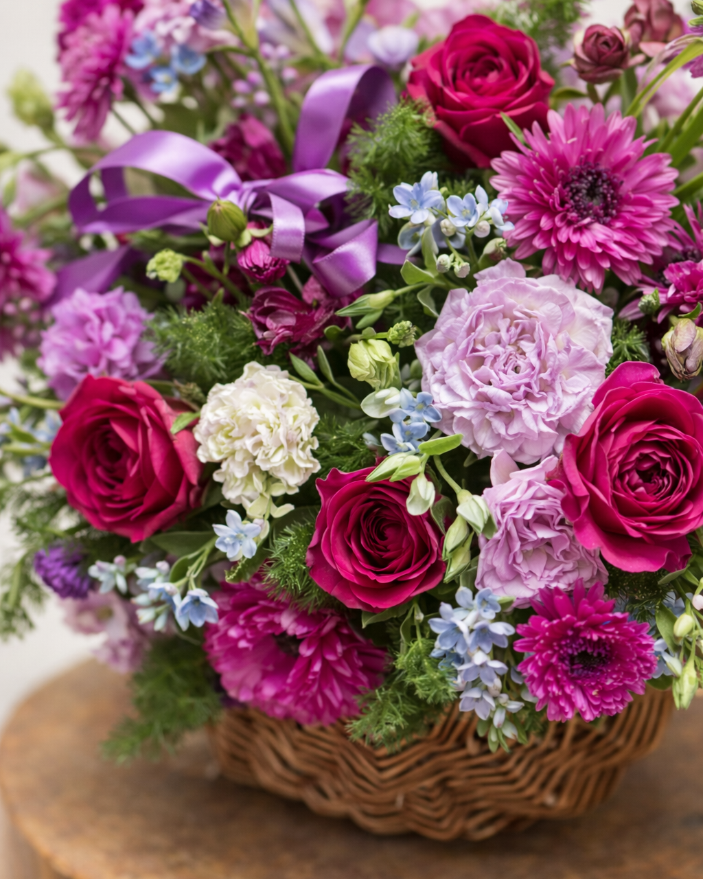 花材細節 Close-up｜Berry pink seasonal blooms & roses