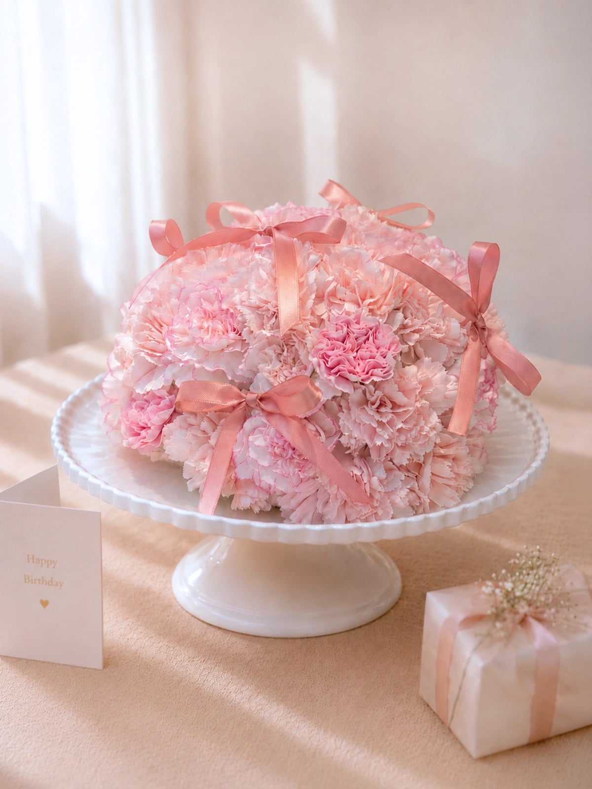 Bloom Cake - Rosy Petals｜粉紅康乃馨 Bloom Cake 花藝蛋糕，生日花禮、Pink Carnation floral cake，Hong Kong florist