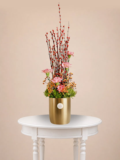 Blush Bloom Vase 粉色賀年花藝｜Elegant Chinese New Year vase
