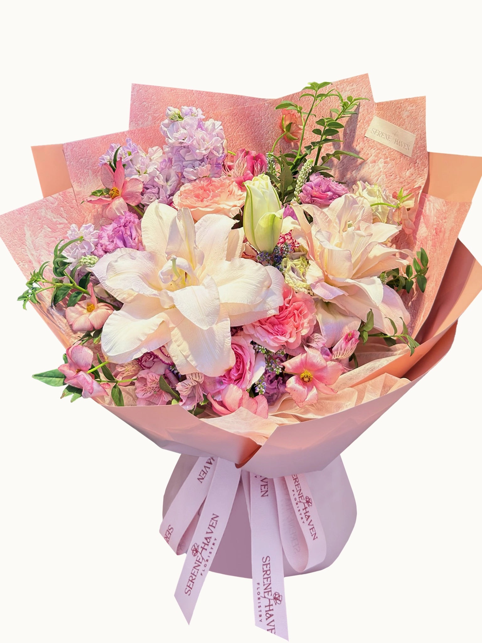 Blush Poetry 鮮花花束｜Blush Lily、Pink Seasonal Flowers Bouquet｜Serene Haven Floristry