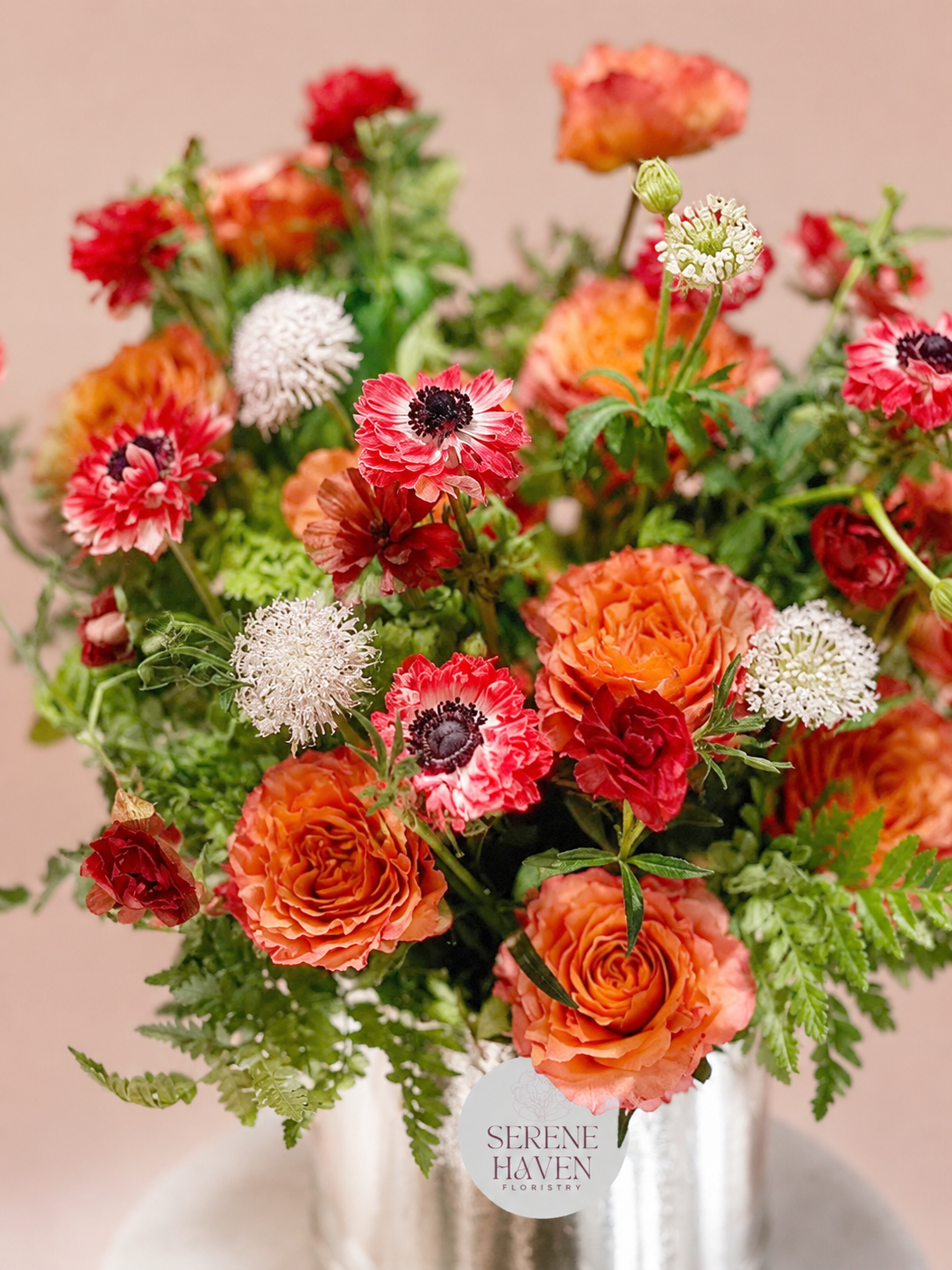 Chapter of Ember 花盒細節｜Bold red & orange floral arrangement