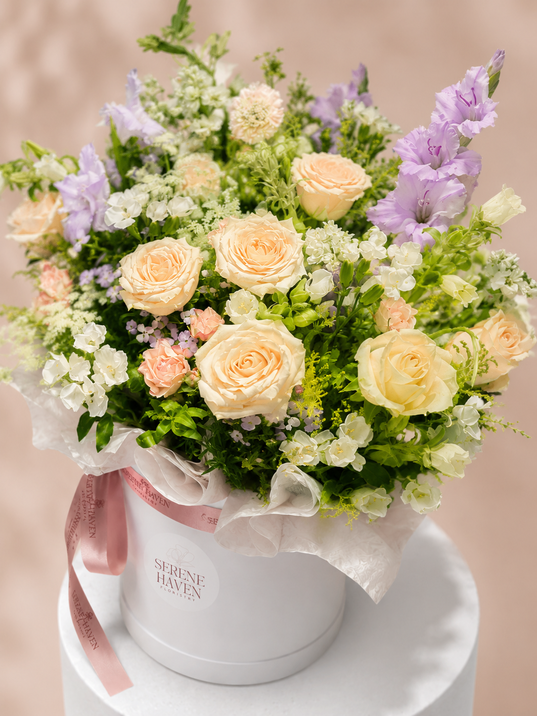 Chapter of Grace 側面花盒｜Elegant pastel floral arrangement in flower box