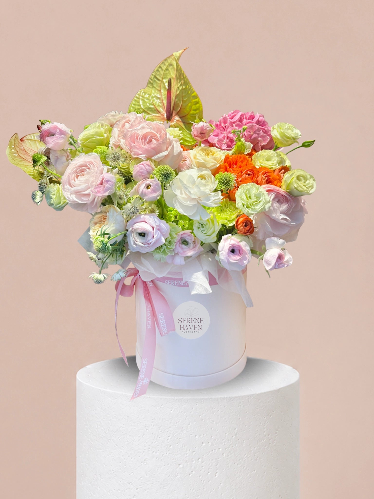 Serene Haven 西營盤花店 - Chapter of Softness flower box 奢華鮮花盒子花 XL特大 溫暖柔軟色調設計禮物
