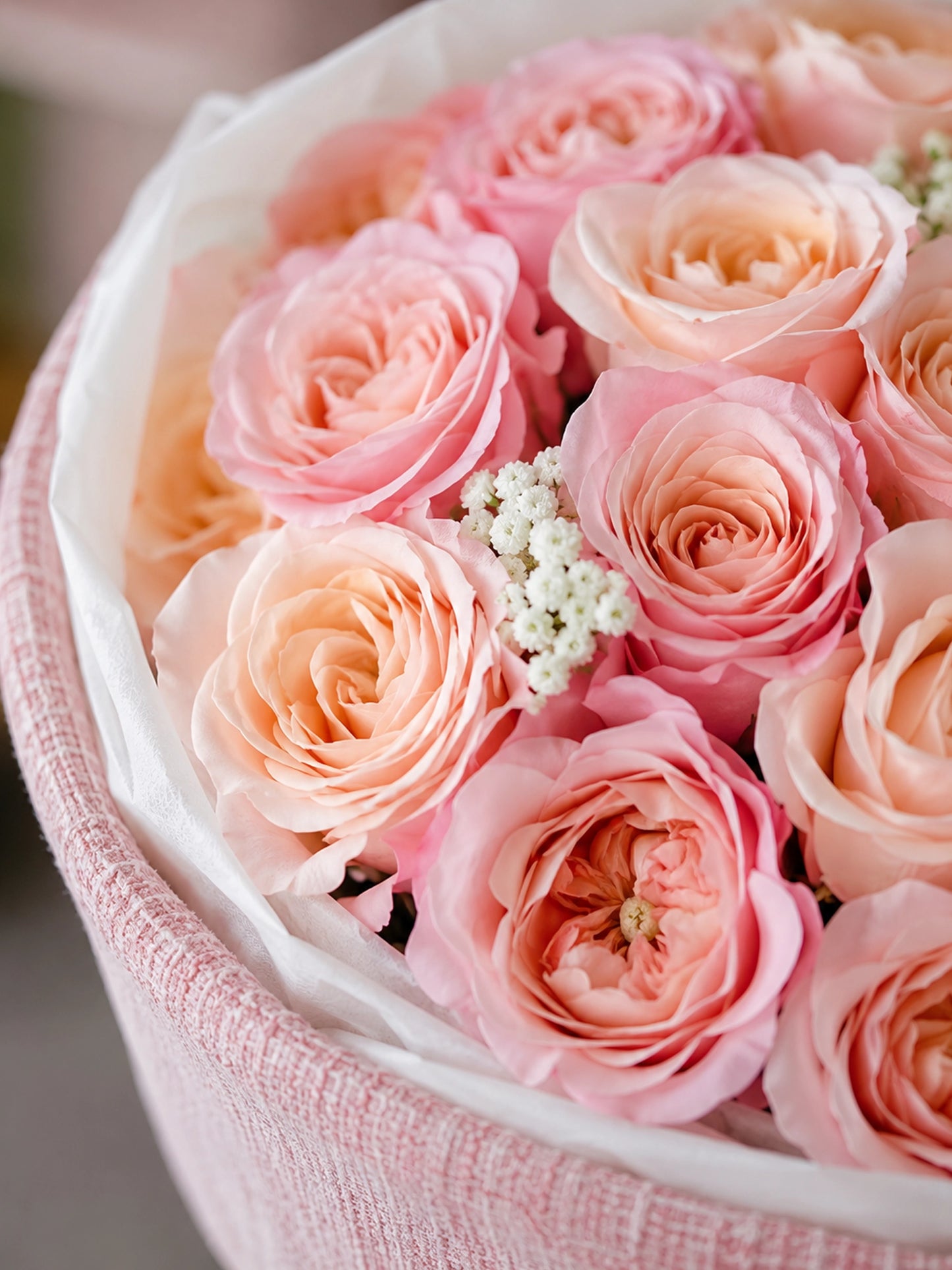 Chérie 粉色玫瑰花束特寫 Blush Rose Bouquet Close-up