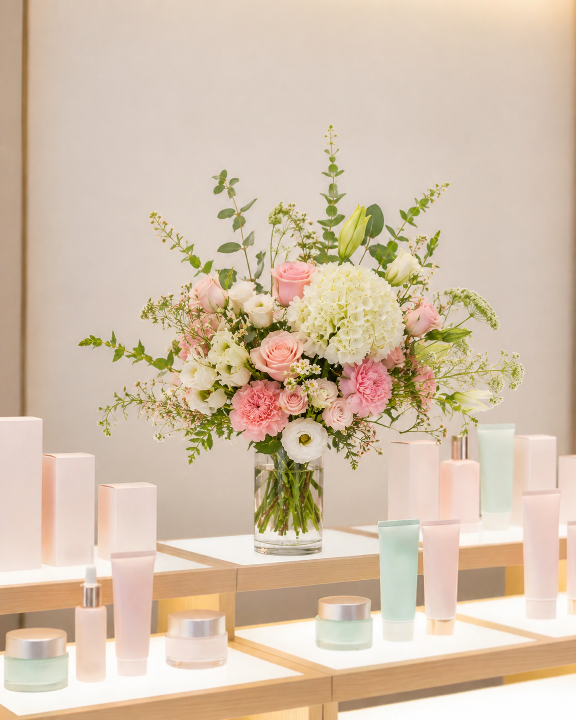 Corporate Flower Subscription｜Elegant floral arrangement for beauty salon, skincare boutique, brand activation and corporate events, enhancing premium customer experience. 適用於美容院、護膚品牌、品牌活動及企業活動的鮮花佈置，提升空間質感，打造高級顧客體驗。