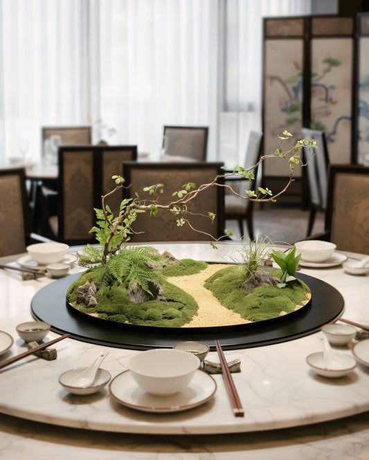 Corporate Flower Subscription｜Japanese-inspired Zen table centrepiece，適合餐廳、會所及企業接待空間，營造寧靜優雅氛圍。