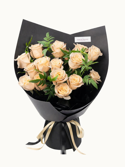 Eternity 香檳玫瑰鮮花花束，fresh champagne rose bouquet