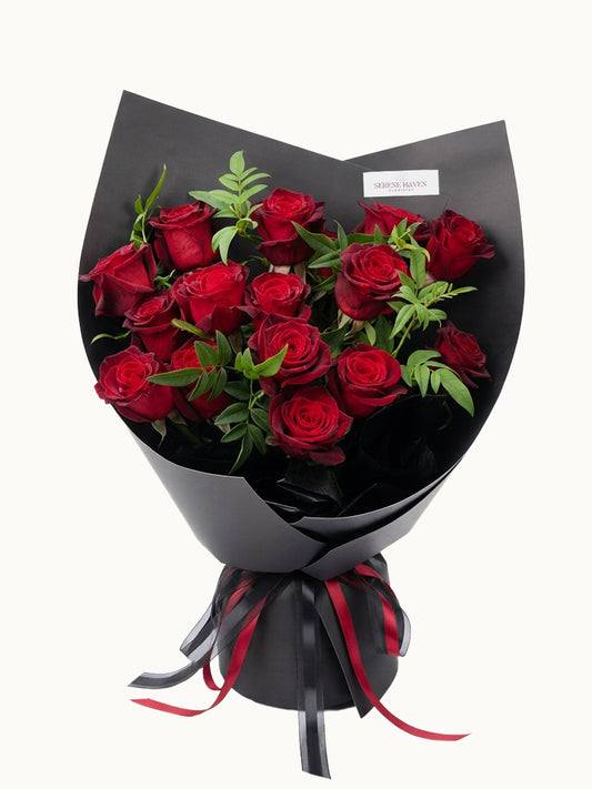 Eternity 紅玫瑰鮮花花束，fresh red rose bouquet