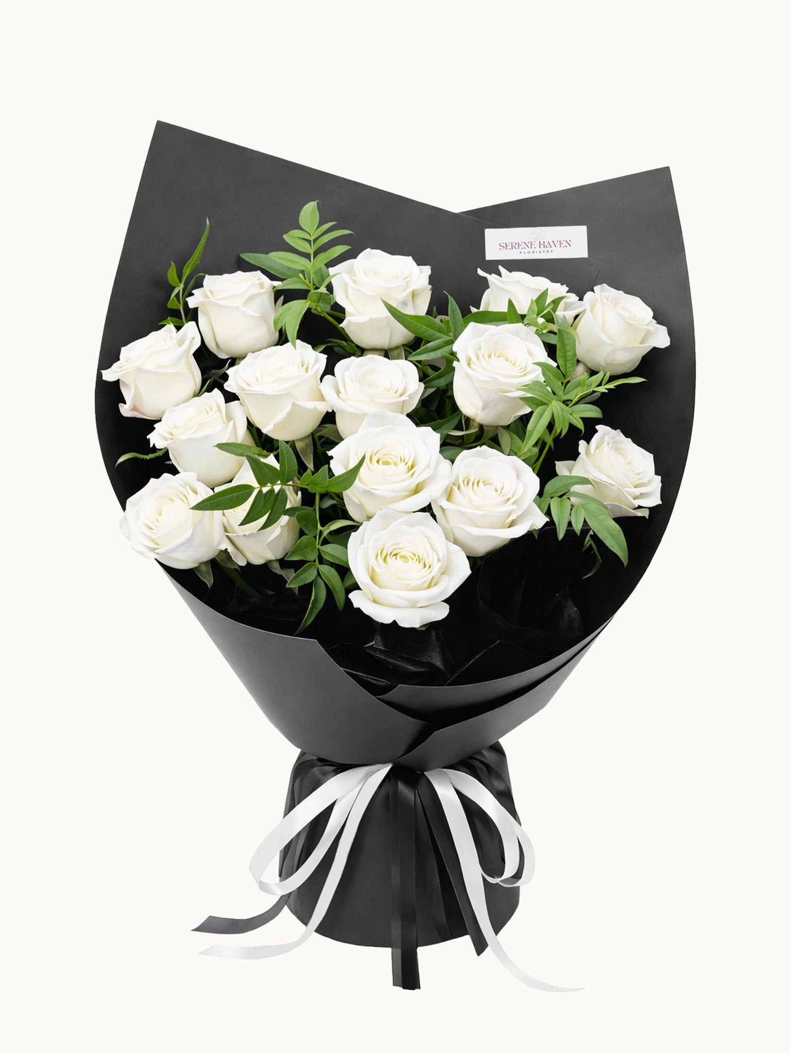 Eternity 白玫瑰鮮花花束，fresh white rose bouquet