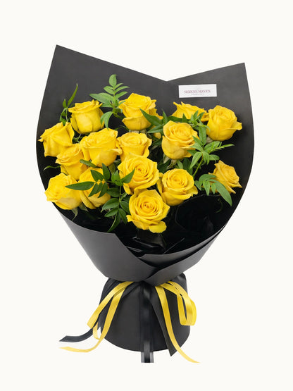 Eternity 黃玫瑰鮮花花束，fresh yellow rose bouquet