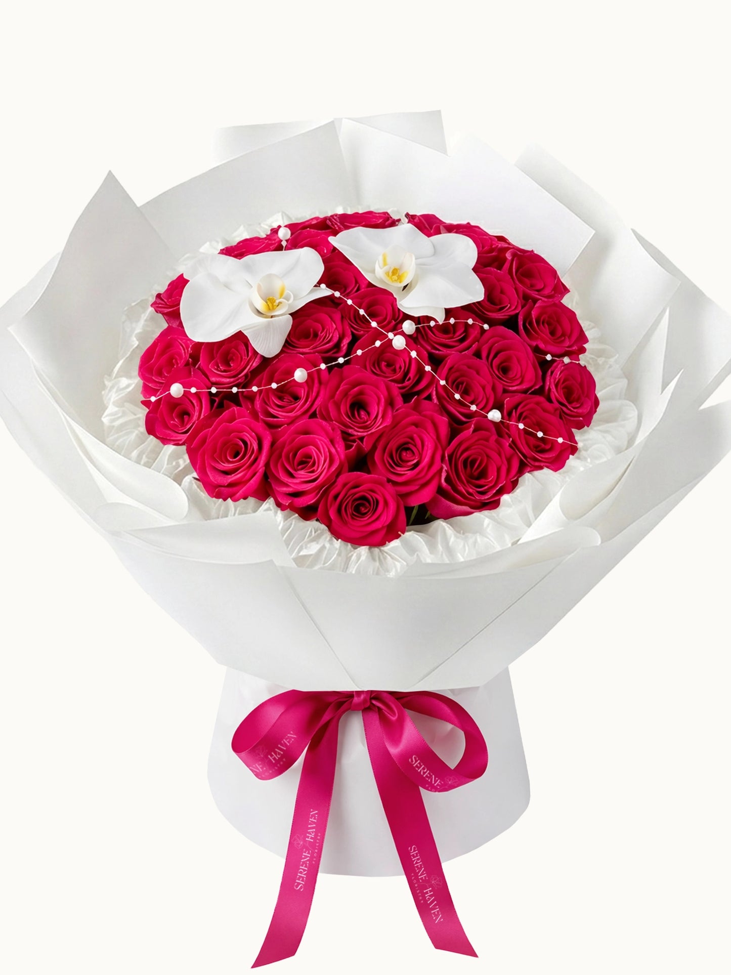 Ever After fuchsia rose bouquet，桃紅鮮色，溫柔浪漫的花束