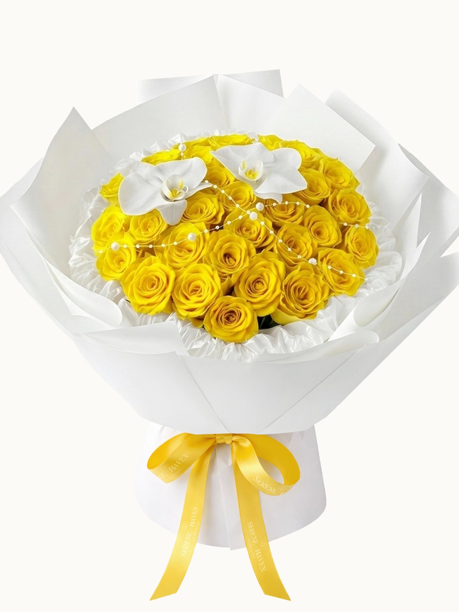 Ever After yellow rose bouquet，明亮鮮花花束