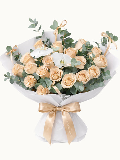 Serene Haven 西營盤花店 - Forever Yours 香檳色玫瑰花束 氣質優雅生日送禮