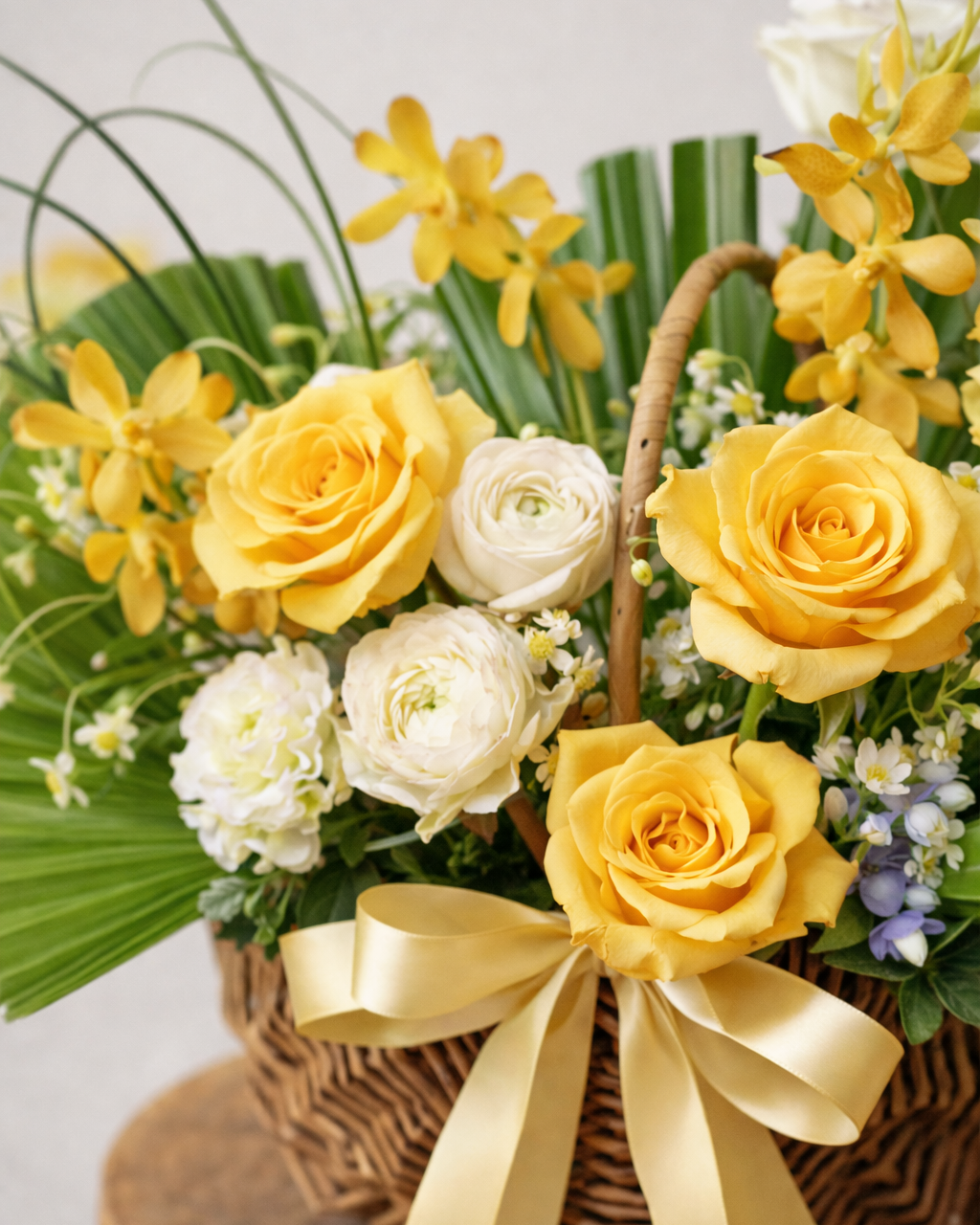 花材細節 Close-up｜Golden roses & seasonal flowers