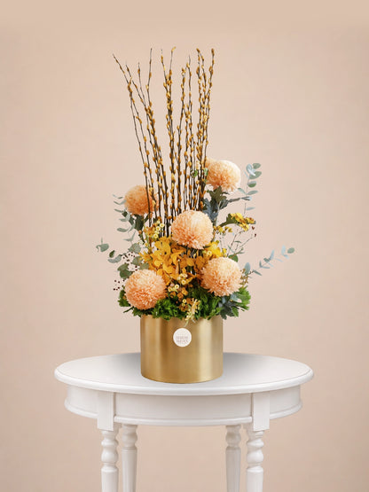 Golden Horizon Vase 金色賀年花藝｜Elegant festive floral arrangement