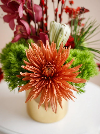 花藝細節｜Golden festive floral arrangement