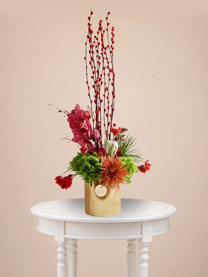 Golden Radiance Vase 金色賀年花藝｜Luxury festive flower arrangement