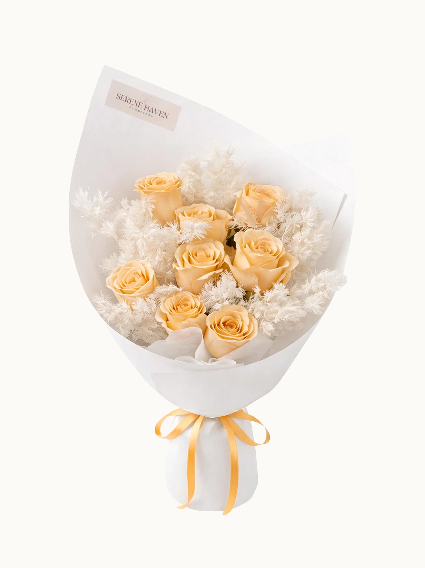 In a Heartbeat champagne rose bouquet，優雅香檳金玫瑰鮮花花束