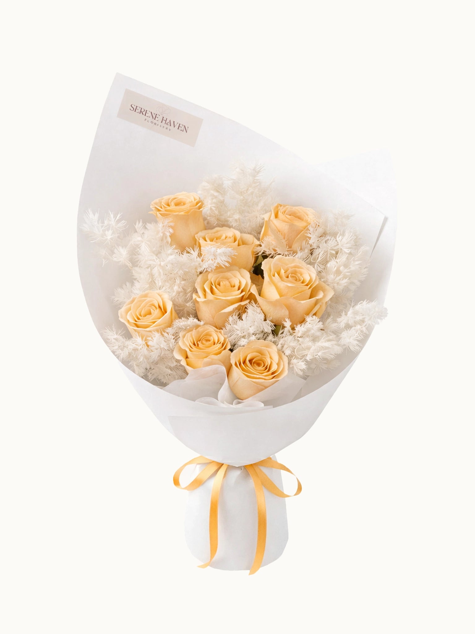In a Heartbeat champagne rose bouquet，優雅香檳金玫瑰鮮花花束