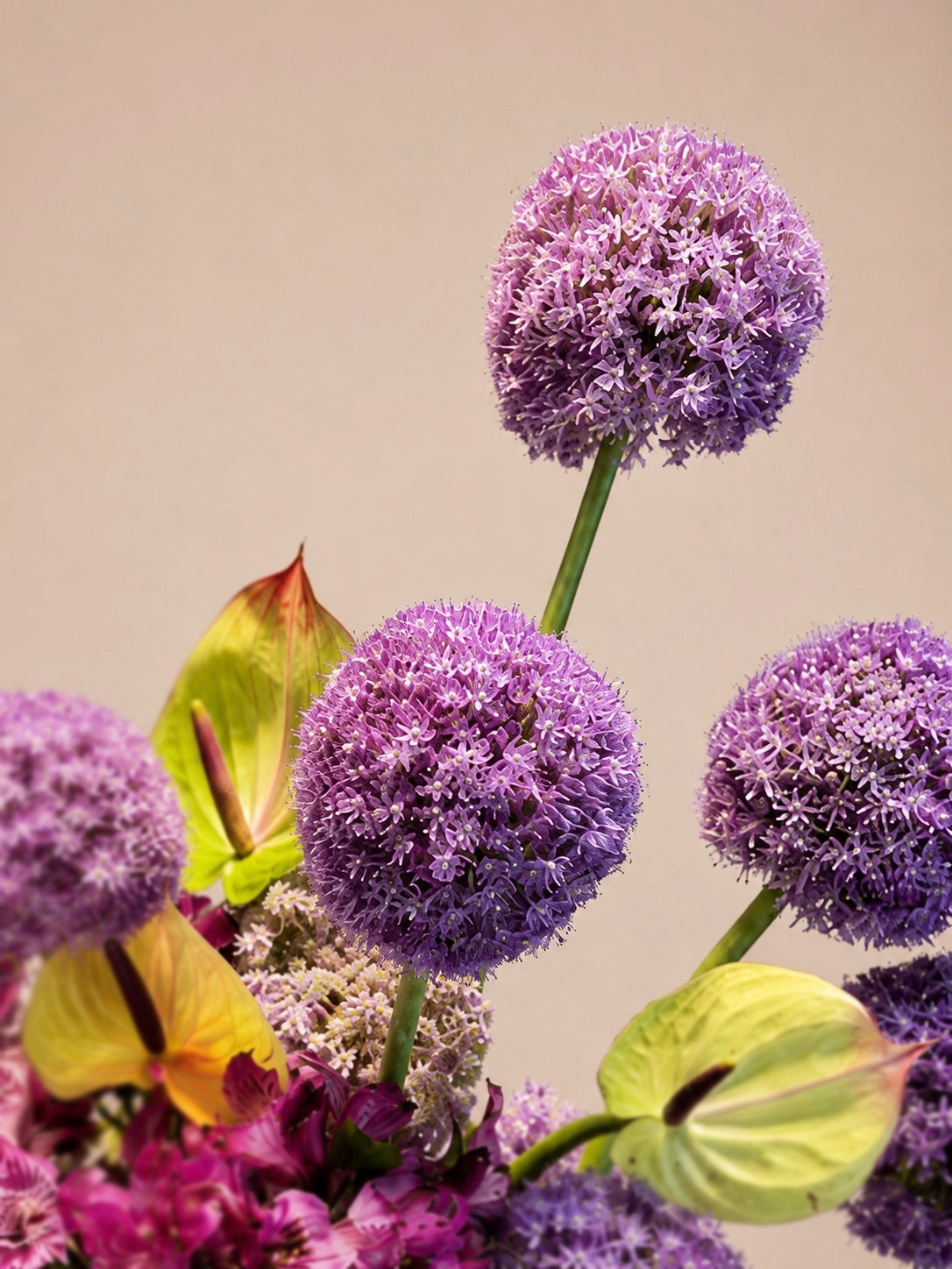 Lavender Skies Vase 高雅紫色 allium 焦點，modern vase flower arrangement for contemporary home décor