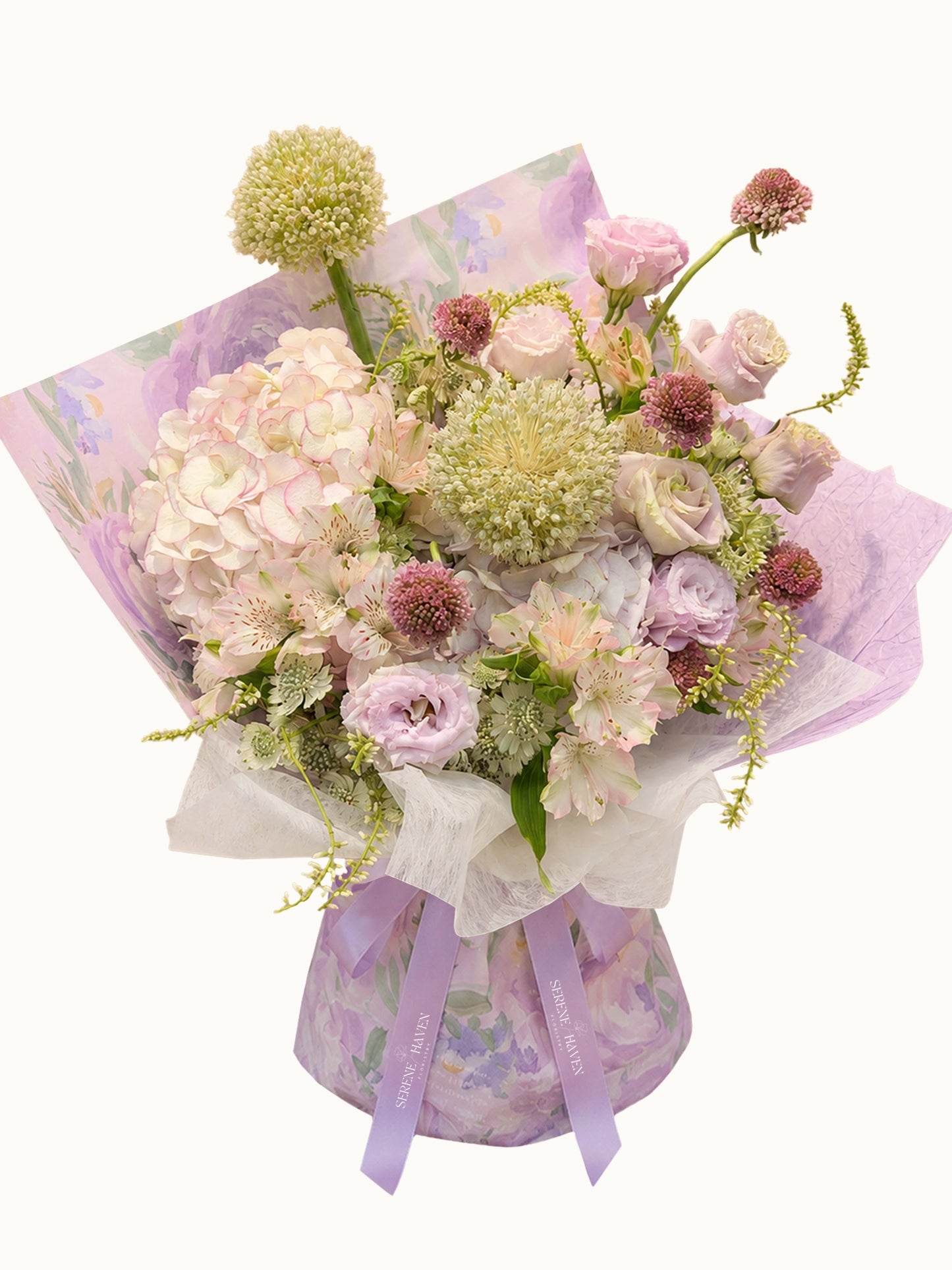 Lavender Waltz 薰衣草色繡球玫瑰花束｜Pastel hydrangeas, roses & seasonal blooms bouquet