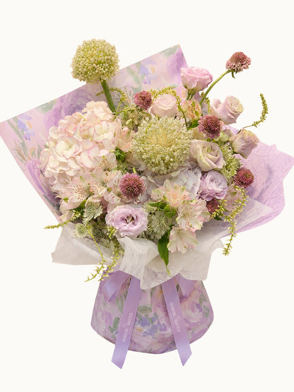 Lavender Waltz 薰衣草色繡球玫瑰花束｜Pastel hydrangeas, roses & seasonal blooms bouquet
