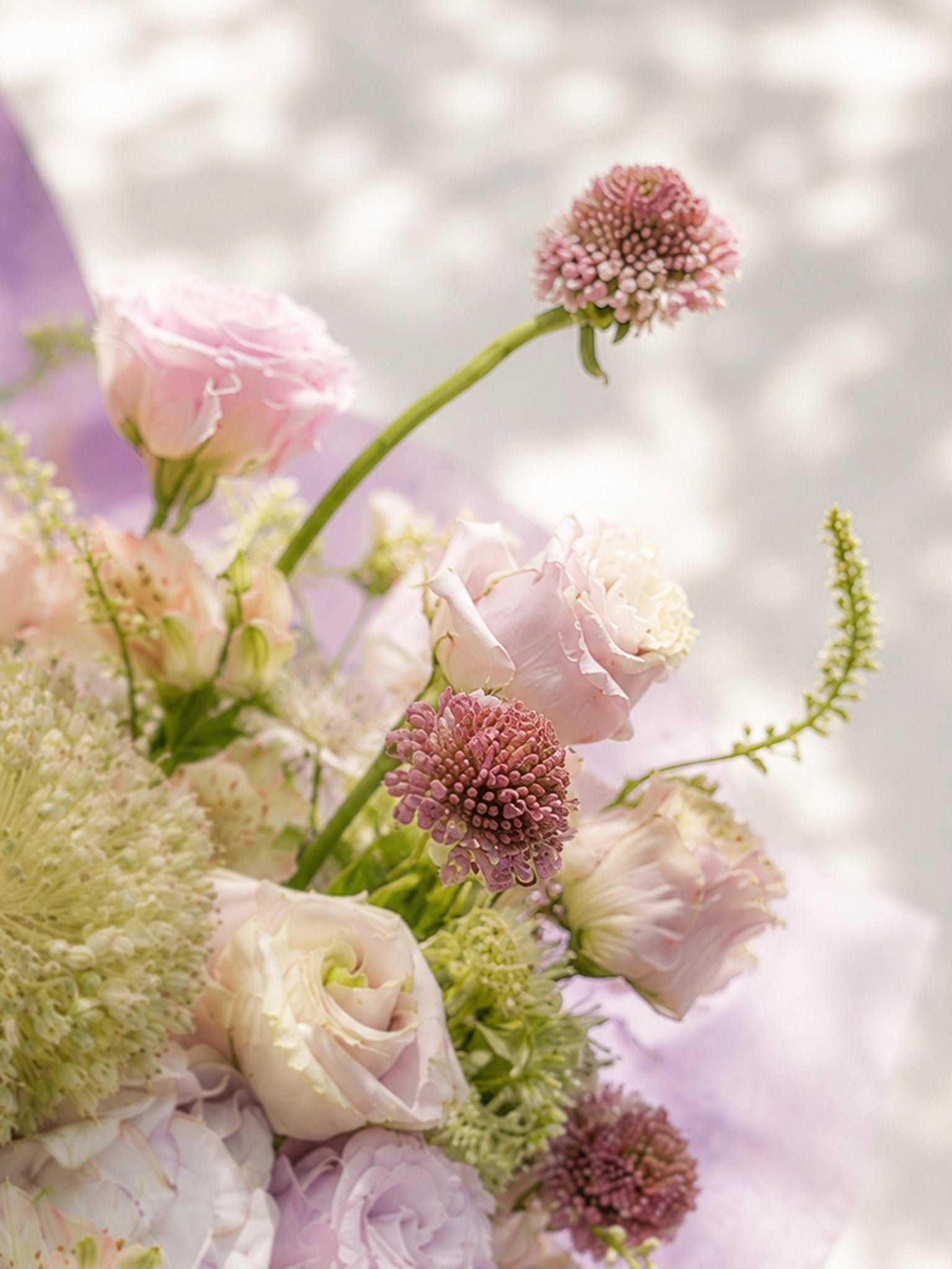 Lavender Waltz 淡紫花束特寫｜Pastel roses, hydrangeas & seasonal blooms floral arrangement