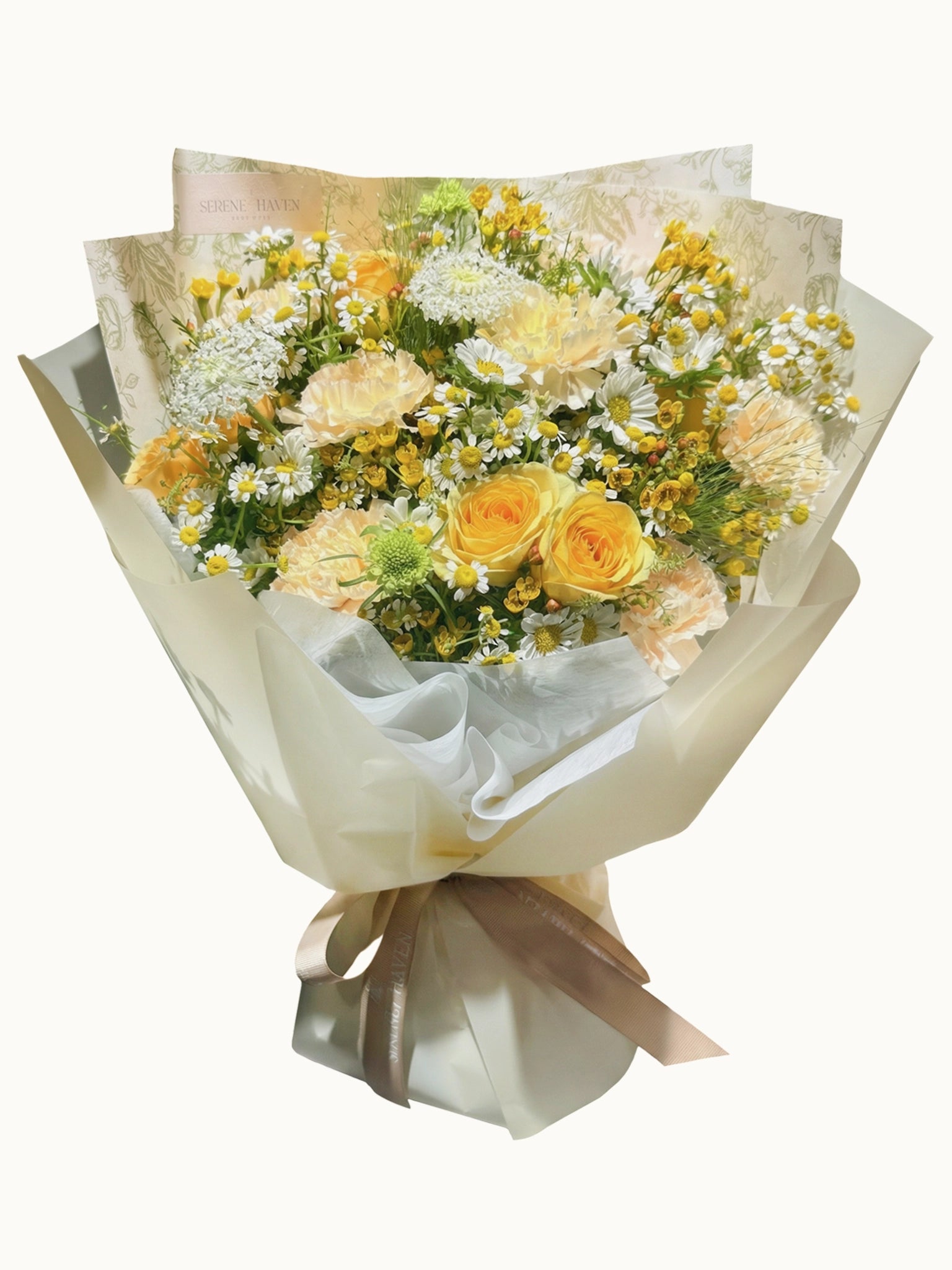 Lemon Cream 黃玫瑰花束｜Yellow Rose Bouquet｜Serene Haven Floristry