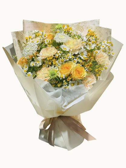 Lemon Cream 黃玫瑰花束｜Yellow Rose Bouquet｜Serene Haven Floristry