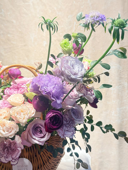花材細節 Close-up｜Pastel roses & lilac seasonal flowers
