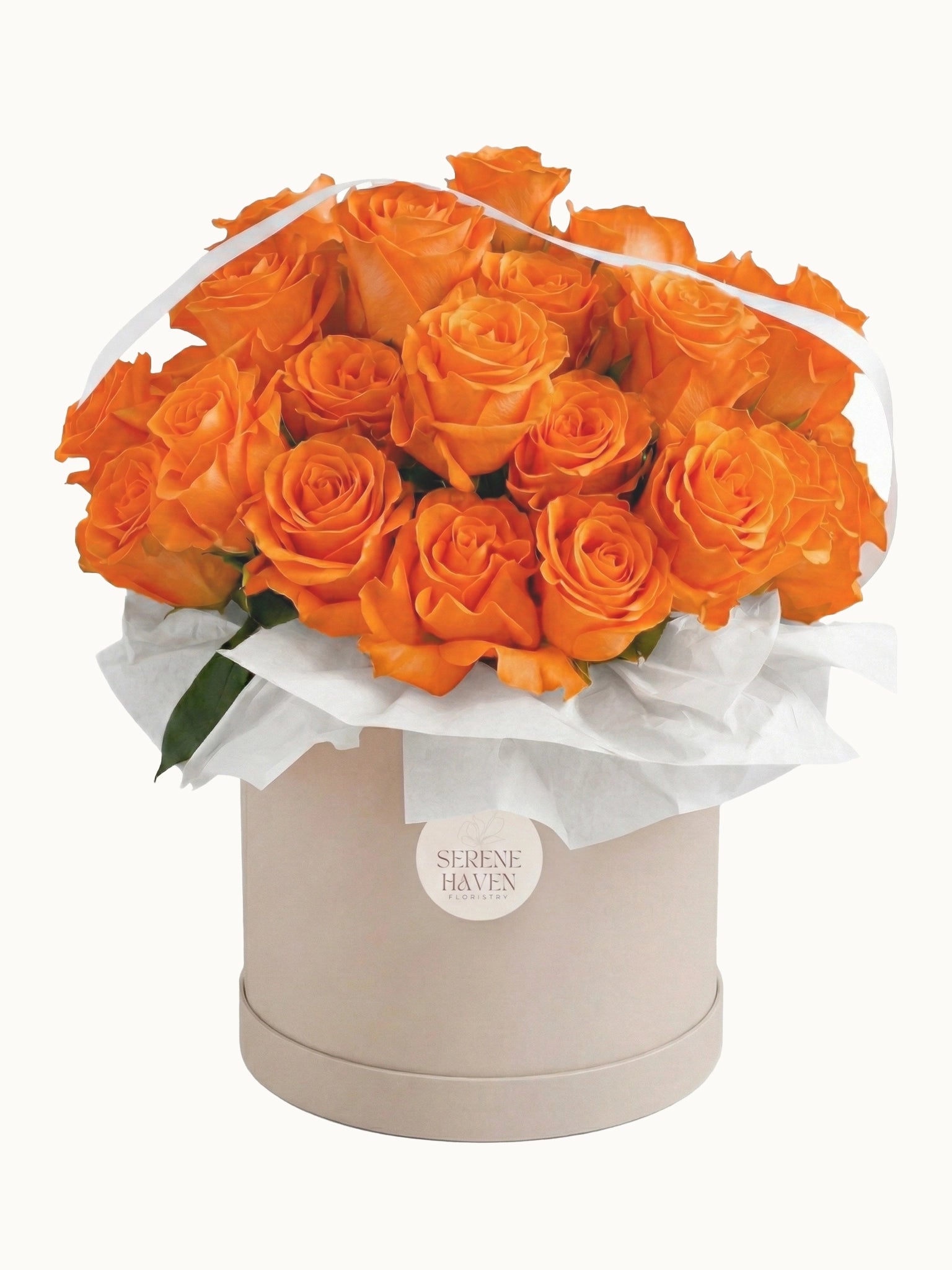 Love in Bloom 活力歡樂橙色玫瑰鮮花花盒，fresh rose flower box