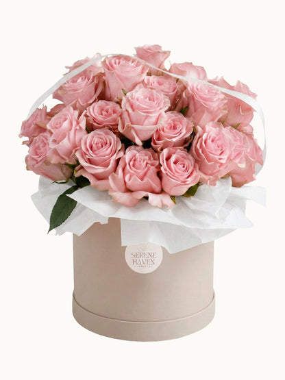 Love in Bloom 浪漫粉紅玫瑰鮮花花盒，fresh rose flower box