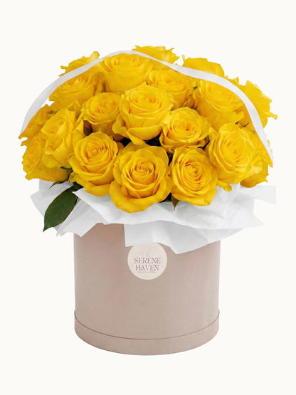 Love in Bloom 明亮黃玫瑰鮮花花盒，fresh rose flower box