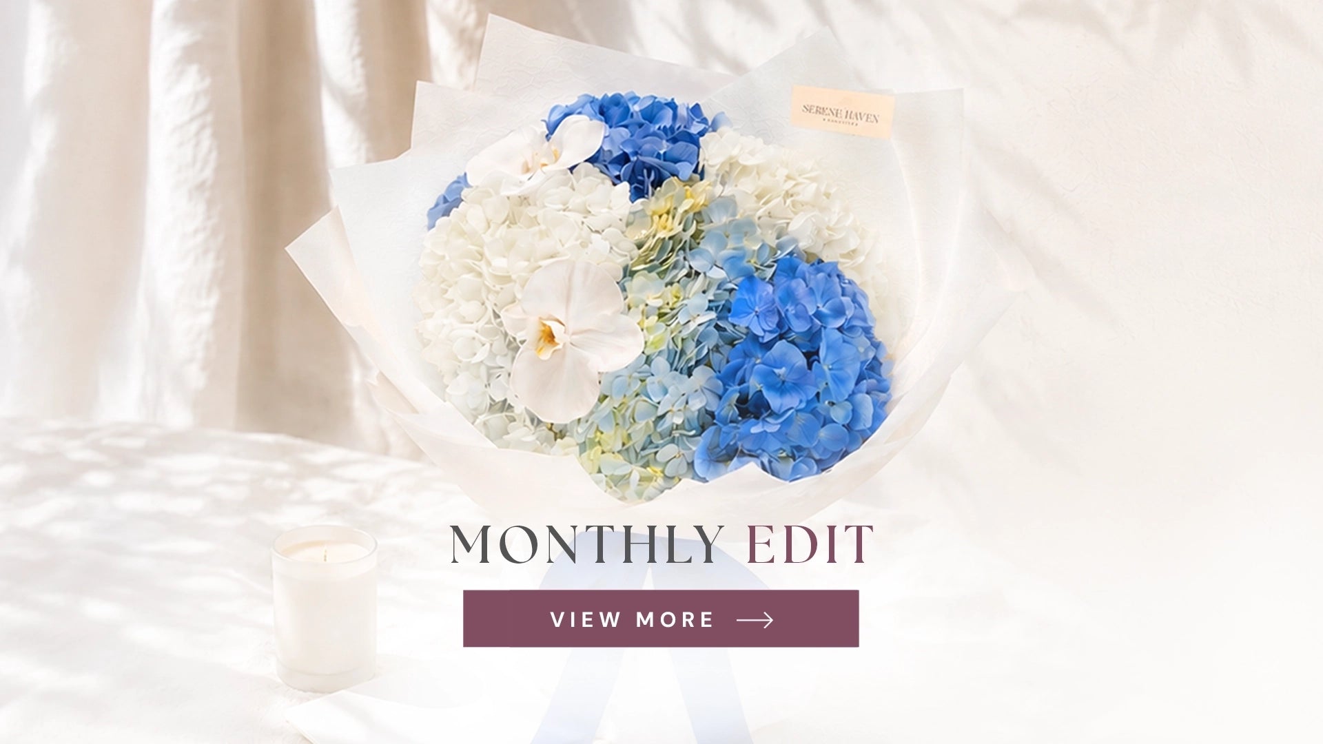 Monthly Floral Edit 每月精選花束｜Serene Haven Floristry seasonal fresh flower bouquet in blue and white tones