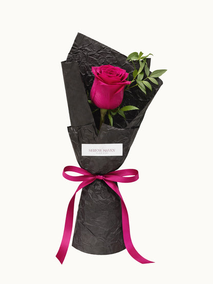 One & Only 溫柔浪漫桃紅玫瑰 single rose bouquet，fuchsia rose