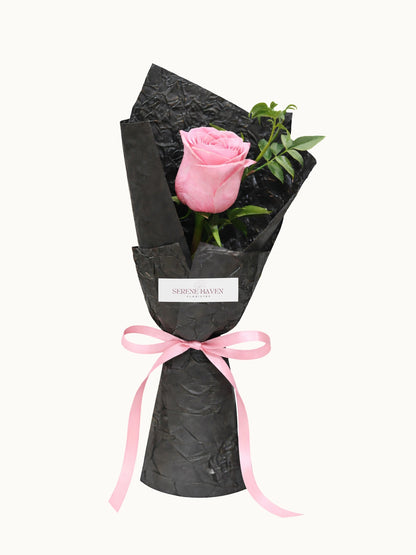 One & Only 浪漫粉紅玫瑰 single rose bouquet，pink rose gift