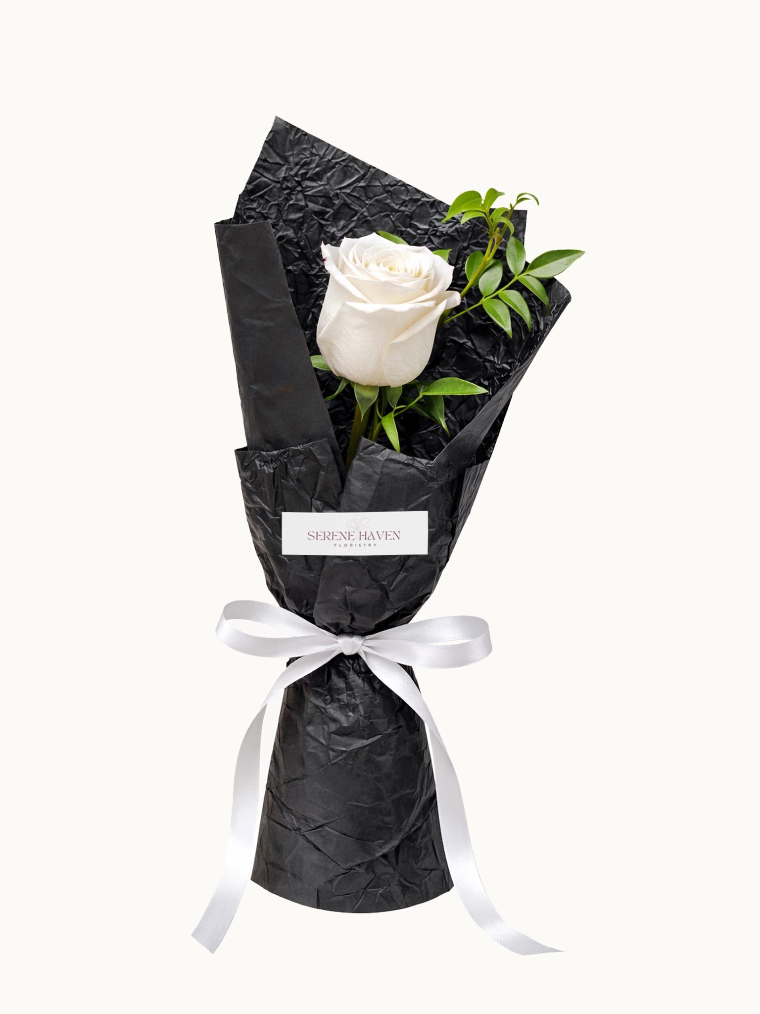One & Only 純潔、高貴白玫瑰 single rose bouquet，white rose gift