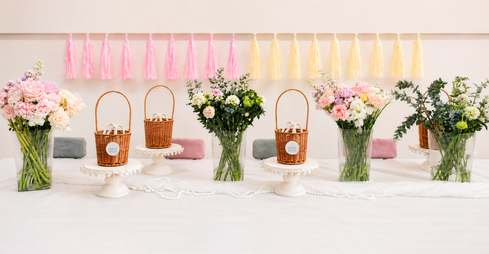 Private Flower Workshop setup－私人花藝工作坊，適合 Bridal Shower、Birthday、Valentine's Day、Friends Gathering、Corporate Events、Team Building 同 Catch-up 聚會。