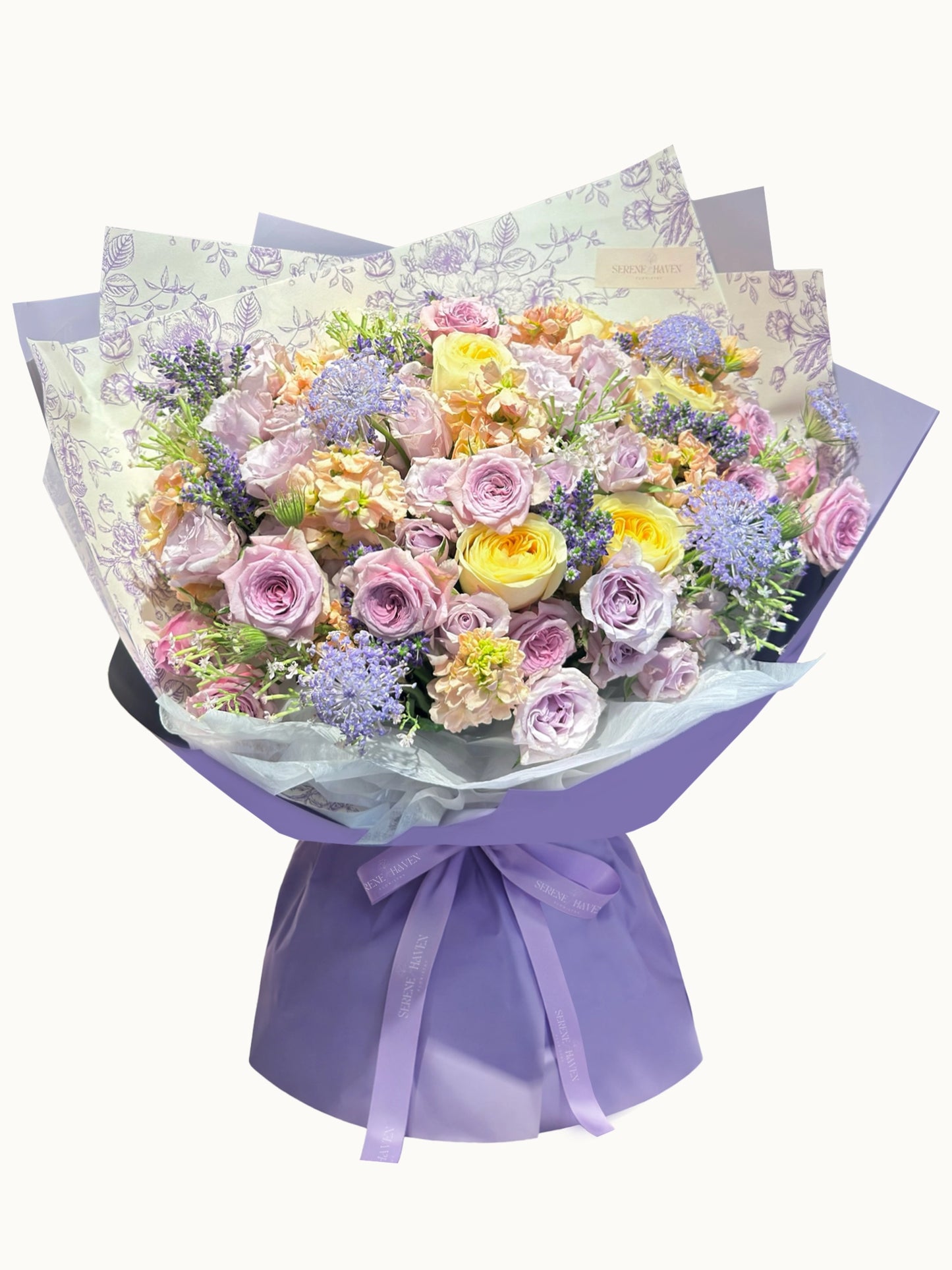 Serene Haven - Rosie Betty Bouquet 紫黃色系花束 活潑周年紀念禮物
